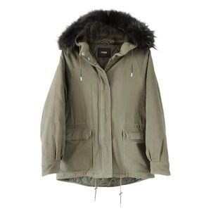 Maje Khaki Parka with Fur Trim